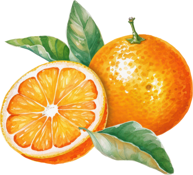 Orange Fruit Watercolor Illustration